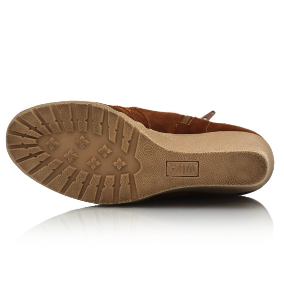 MIA Berdina Brown Suede Lace-Up Wedge Ankle Booties Women’s Size 11M Boho Casual - Picture 9 of 10